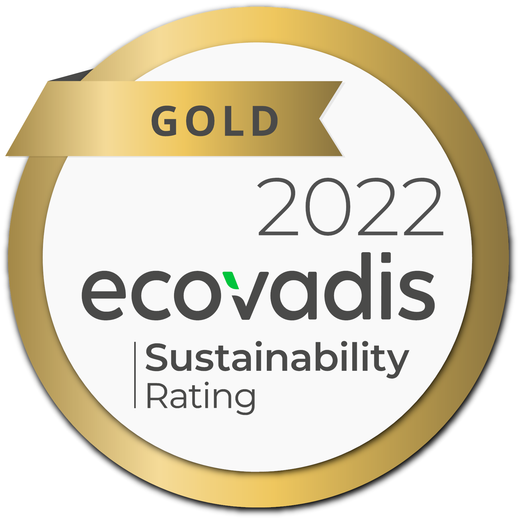 Ecovadis Gold sustainability rating award 2022